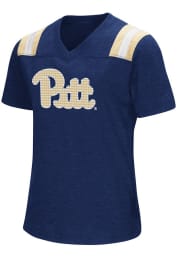 Colosseum Pitt Panthers Girls Navy Blue Rugby Short Sleeve Fashion T-Shirt