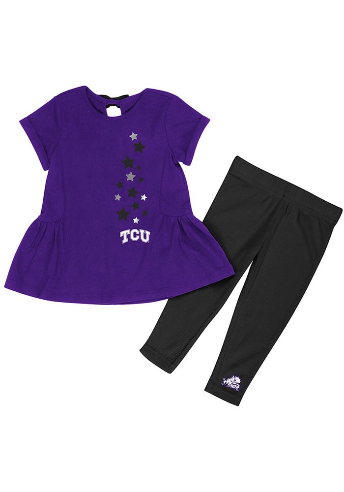 Colosseum TCU Horned Frogs Infant Girls Purple Shot Put Set Top and Bottom