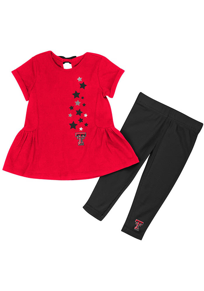 Colosseum Texas Tech Red Raiders Infant Girls Red Shot Put Set Top and Bottom