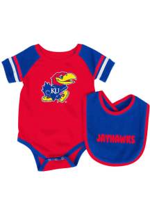 Colosseum Kansas Jayhawks Baby Blue Roll Out Set One Piece with Bib