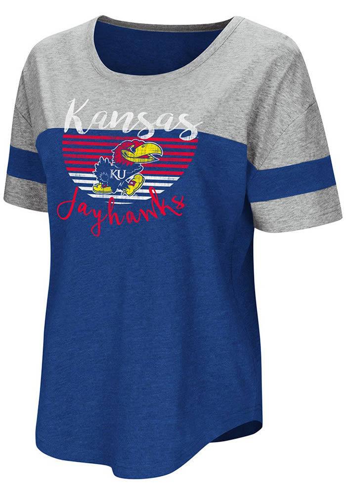 Colosseum Kansas Jayhawks Womens Blue Goofy Foot Short Sleeve T-Shirt