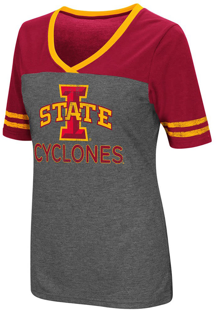 Colosseum Iowa State Cyclones Womens Grey McTwist V-Neck T-Shirt