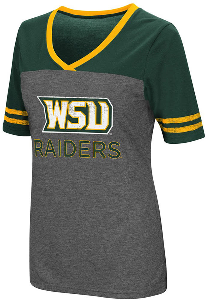 Colosseum Wright State Raiders Womens Grey McTwist V-Neck T-Shirt