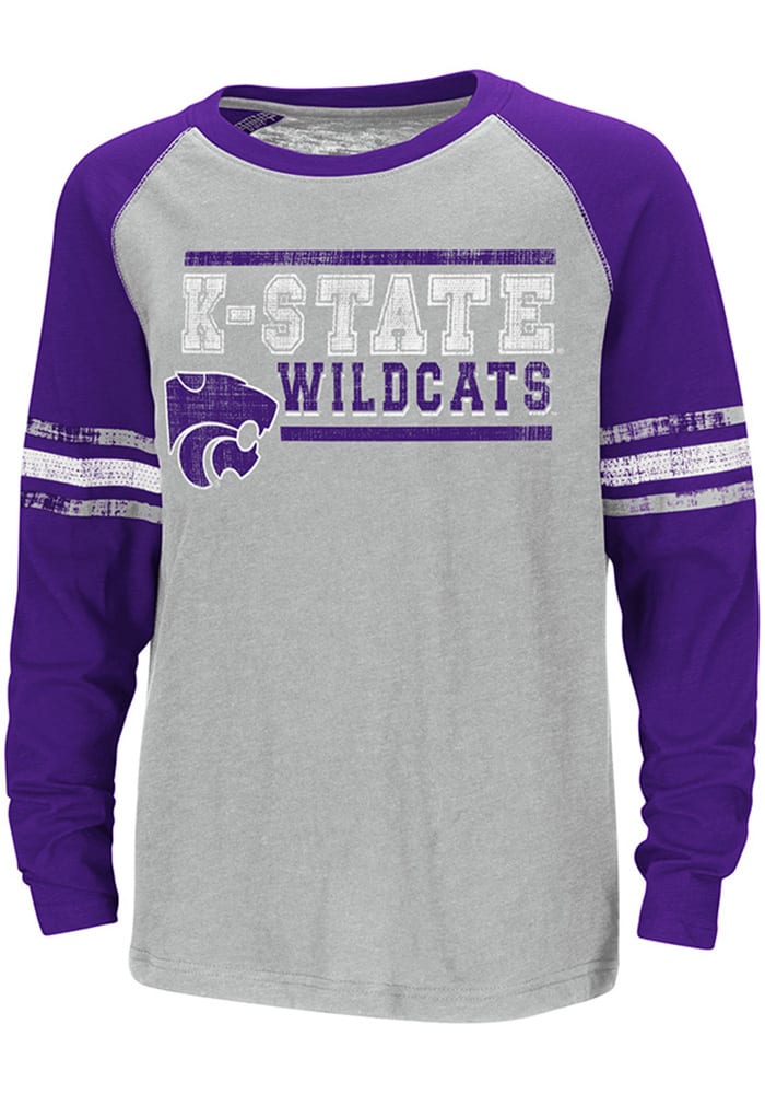 Colosseum K-State Wildcats Youth White Marble Bag Long Sleeve T-Shirt
