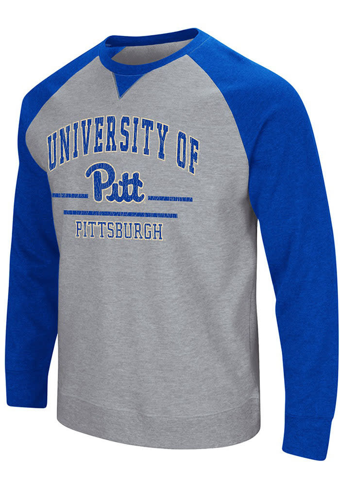 Colosseum Pitt Panthers Mens Grey Turf Long Sleeve Fashion Sweatshirt