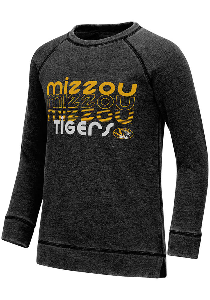 Colosseum Missouri Tigers Girls Black Hot Hands Burnout Long Sleeve Sweatshirt