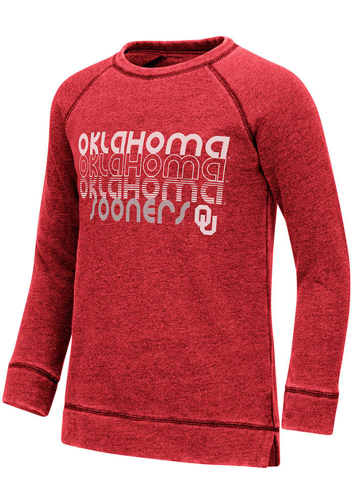 Colosseum Oklahoma Sooners Girls Crimson Hot Hands Burnout Long Sleeve Sweatshirt