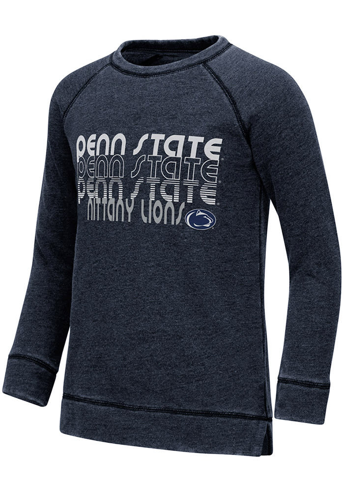Colosseum Penn State Nittany Lions Girls Navy Blue Hot Hands Burnout Long Sleeve Sweatshirt