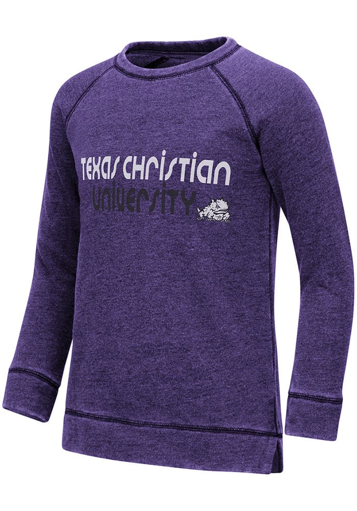 Colosseum TCU Horned Frogs Girls Purple Hot Hands Burnout Long Sleeve Sweatshirt