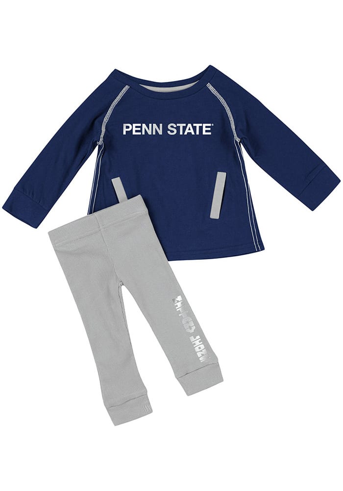 Colosseum Penn State Nittany Lions Infant Girls Navy Blue Nice Kick Set Top and Bottom
