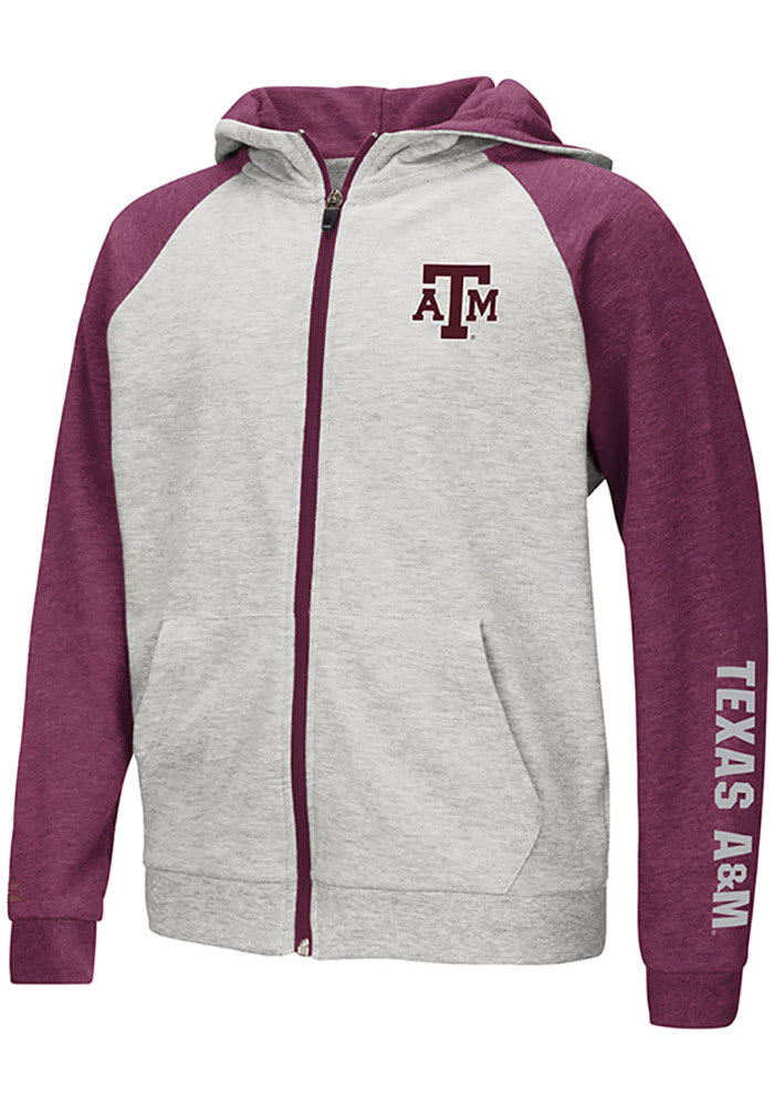 Colosseum Texas A&M Aggies Youth Grey Parabolic Long Sleeve Full Zip Jacket