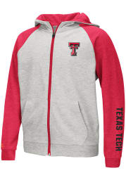 Colosseum Texas Tech Red Raiders Youth Grey Parabolic Long Sleeve Full Zip Jacket