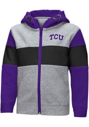 Colosseum TCU Horned Frogs Toddler Snowplough Long Sleeve Full Zip Sweatshirt - Grey