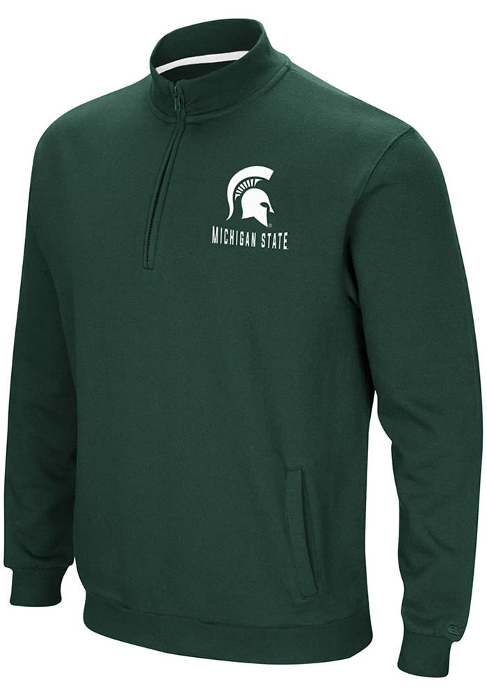 Colosseum Michigan State Spartans Mens Green Playbook Long Sleeve 1/4 Zip Pullover