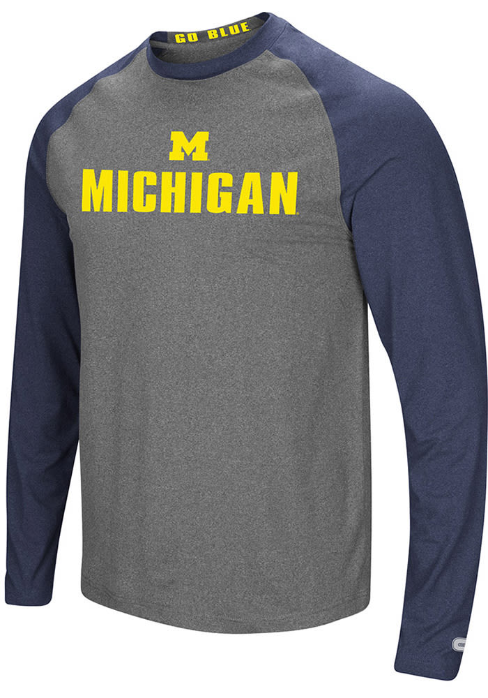 Colosseum Michigan Wolverines Charcoal Social Skills Long Sleeve T-Shirt