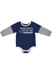 Colosseum Penn State Nittany Lions Baby Navy Blue Button Lift Long Sleeve One Piece