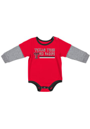 Colosseum Texas Tech Red Raiders Baby Red Button Lift Long Sleeve One Piece