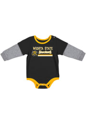 Colosseum Wichita State Shockers Baby Black Button Lift Long Sleeve One Piece