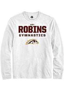 Amy Robins Western Michigan Broncos White NIL Stacked Box Long Sleeve Player T Shirt