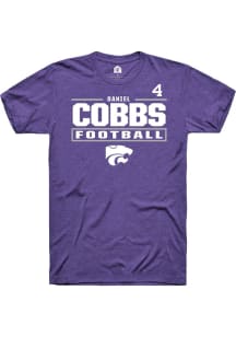 Daniel Cobbs Rally Mens Purple K-State Wildcats NIL Stacked Box Player T Shirt