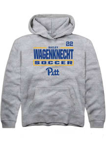 Bailey Wagenknecht Rally Youth Grey Pitt Panthers NIL Stacked Box Long Sleeve Player Hoodie