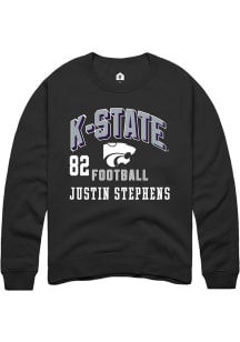 Justin Stephens Rally Mens Black K-State Wildcats NIL Arch Logo Player Crew
