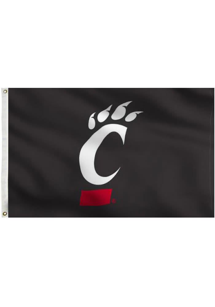 Cincinnati Bearcats 3x5 Black Grommet Applique Flag