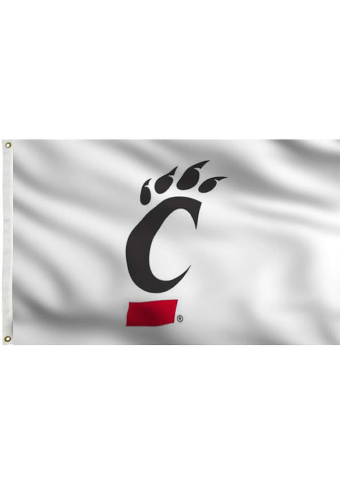 Cincinnati Bearcats 3x5 White Grommet White Silk Screen Grommet Flag