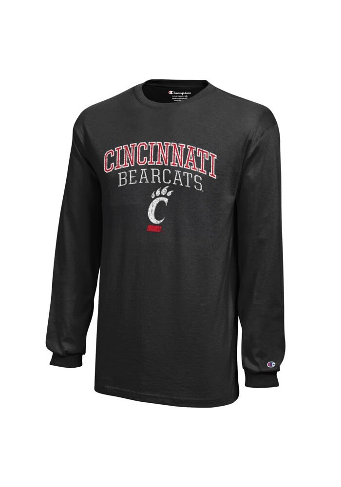 Cincinnati Bearcats Distressed BLACK Long Sleeve T Shirt