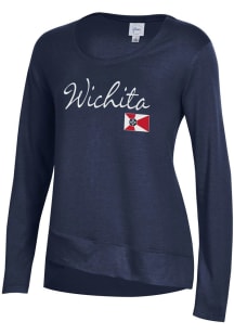 Wichita Womens Navy Script Long Sleeve T Shirt