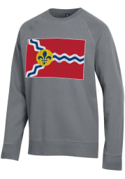 St Louis Mens Charcoal Flag Long Sleeve Crew Sweatshirt