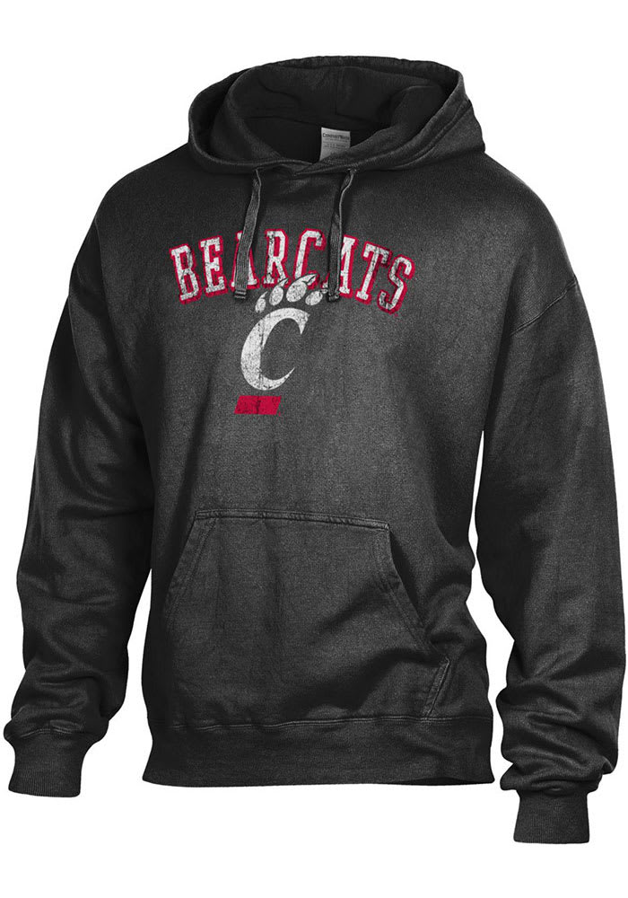 Cincinnati Bearcats Mens Black Comfort Wash Long Sleeve Hoodie