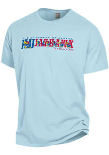 Kansas Jayhawks Light Blue Comfort Wash Jayhawk Evolution Short Sleeve T Shirt