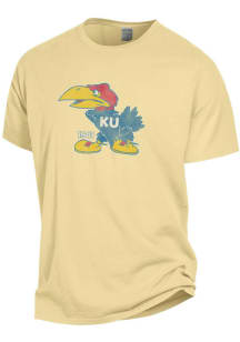 Kansas Jayhawks Yellow Comfort Wash Big 41 Logo Short Sleeve T Shirt