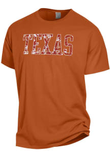 Texas Longhorns Womens Burnt Orange Comfort Wash Tie Dye Text Short Sleeve T-Shirt
