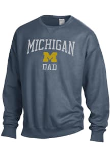 Michigan Wolverines Mens Navy Blue Comfort Wash Dad Long Sleeve Crew Sweatshirt