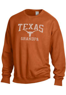 Texas Longhorns Mens Burnt Orange Comfort Wash Grandpa Long Sleeve Crew Sweatshirt