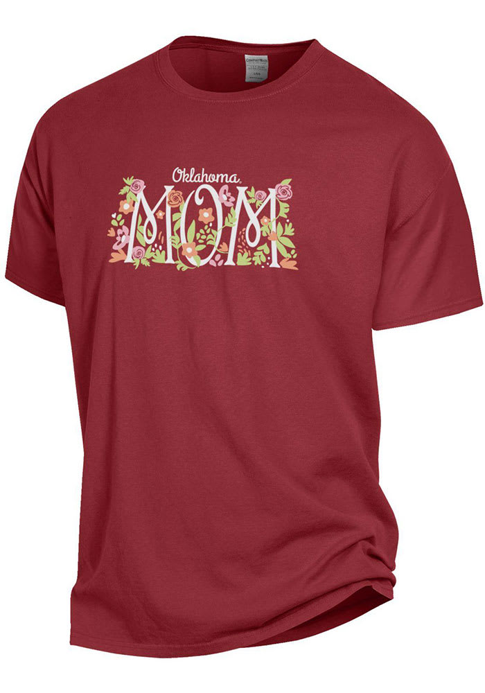 Oklahoma Sooners Womens Cardinal Floral Mom Short Sleeve T-Shirt