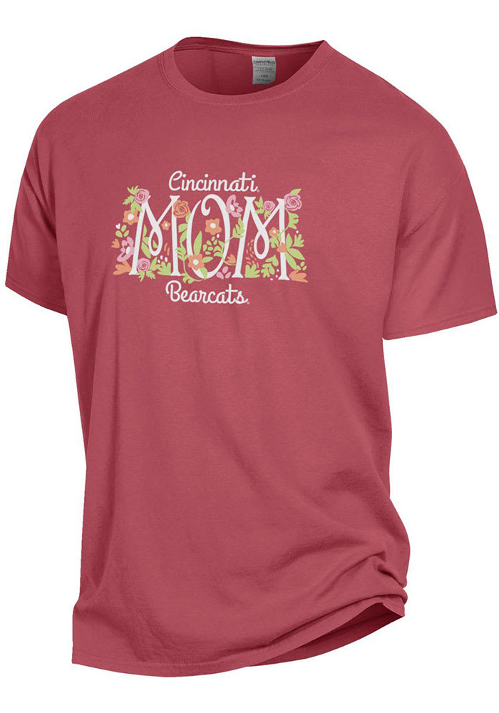 Cincinnati Bearcats Womens Red Floral Mom Short Sleeve T-Shirt
