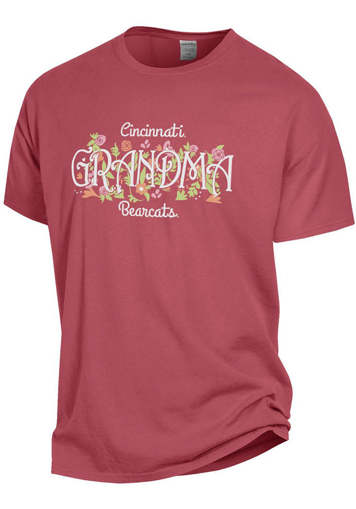 Cincinnati Bearcats Womens Red Floral Grandma Short Sleeve T-Shirt