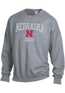 Nebraska Cornhuskers Mens Charcoal Garment Dyed Dad Long Sleeve Crew Sweatshirt