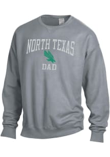 North Texas Mean Green Mens Charcoal Garment Dyed Dad Long Sleeve Crew Sweatshirt