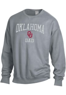 Oklahoma Sooners Mens Charcoal Garment Dyed Dad Long Sleeve Crew Sweatshirt