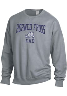 TCU Horned Frogs Mens Charcoal Garment Dyed Dad Long Sleeve Crew Sweatshirt