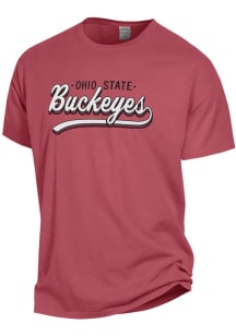 Ohio State Buckeyes Womens Red Script Stack Short Sleeve T-Shirt