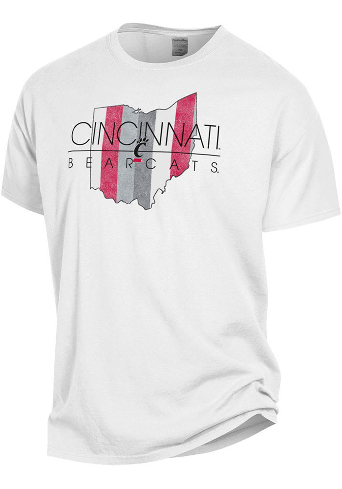 Cincinnati Bearcats Womens White Ombre State Shape Short Sleeve T-Shirt