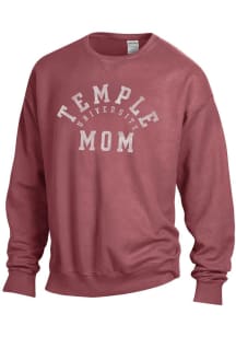 Temple Owls Womens Crimson Mom Crew Sweatshirt