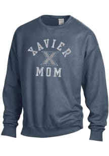 Xavier Musketeers Womens Navy Blue Mom Crew Sweatshirt