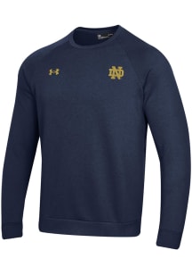 Under Armour Notre Dame Fighting Irish Mens Navy Blue Left Chest Primary Logo Long Sleeve Crew S..