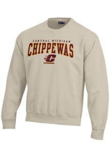 Central Michigan Chippewas Mens Oatmeal Big Cotton Long Sleeve Crew Sweatshirt